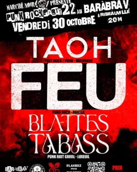 Punk Rock Party 22 au BaRàBraV avec FEU / Blattes Tabass / TAOH